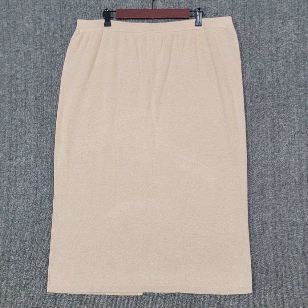 Whisper Knit By Louis Dell'Olio Midi Skirt Womens XL Bisque Beige Elastic Waist